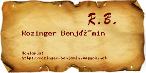 Rozinger Benjámin névjegykártya